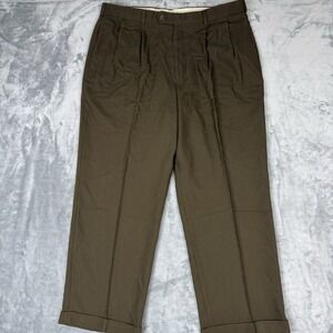 Vintage SLATES Brown Pleated Dress Pants | High Rise Tailored Trousers | 40x29